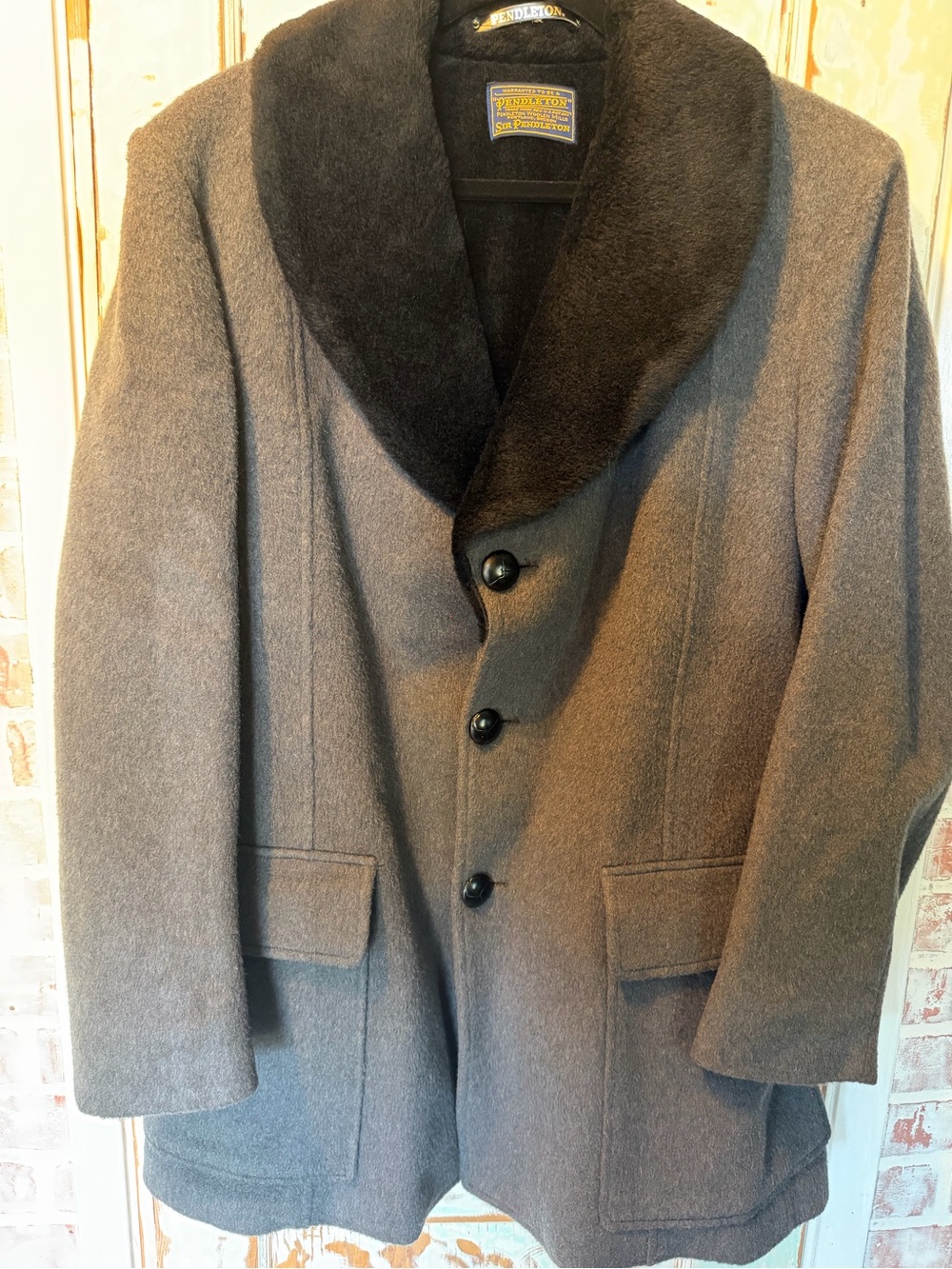 Vintage Sir Pendleton Wool Coat Men’s XL Black Shawl Collar US
